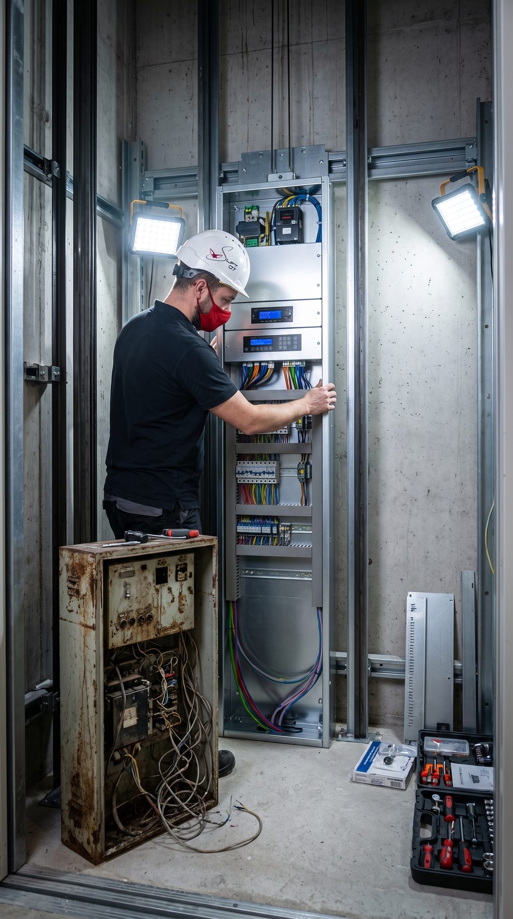 Remplacement d'une armoire de commande d'ascenseur lors d'une modernisation